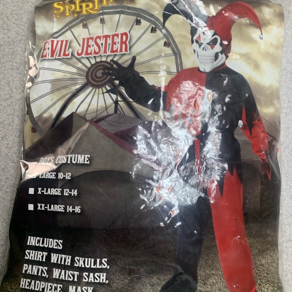 Spirit Evil Jester Kids Costume - Red and Black